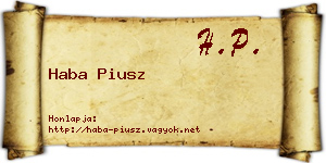 Haba Piusz névjegykártya
